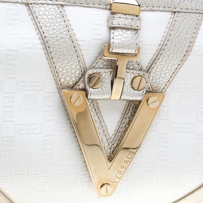 Versace White/Light Gold Canvas and Leather Satchel 1