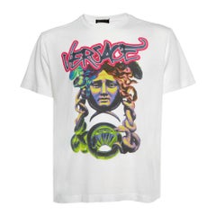 Versace White Medusa Graffiti Print Cotton Crew Neck T-Shirt M