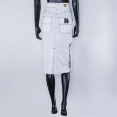 VERSACE WHITE MIDI DENIM SKIRT with PRINT 38 - 2