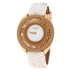 Versace Nacre blanche:: or et diamants 67Q Montre-bracelet pour femme 39 mm