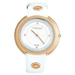 Versace Montre-bracelet pour femme Thea A7Q en nacre blanche plaquée or rose, 39 mm