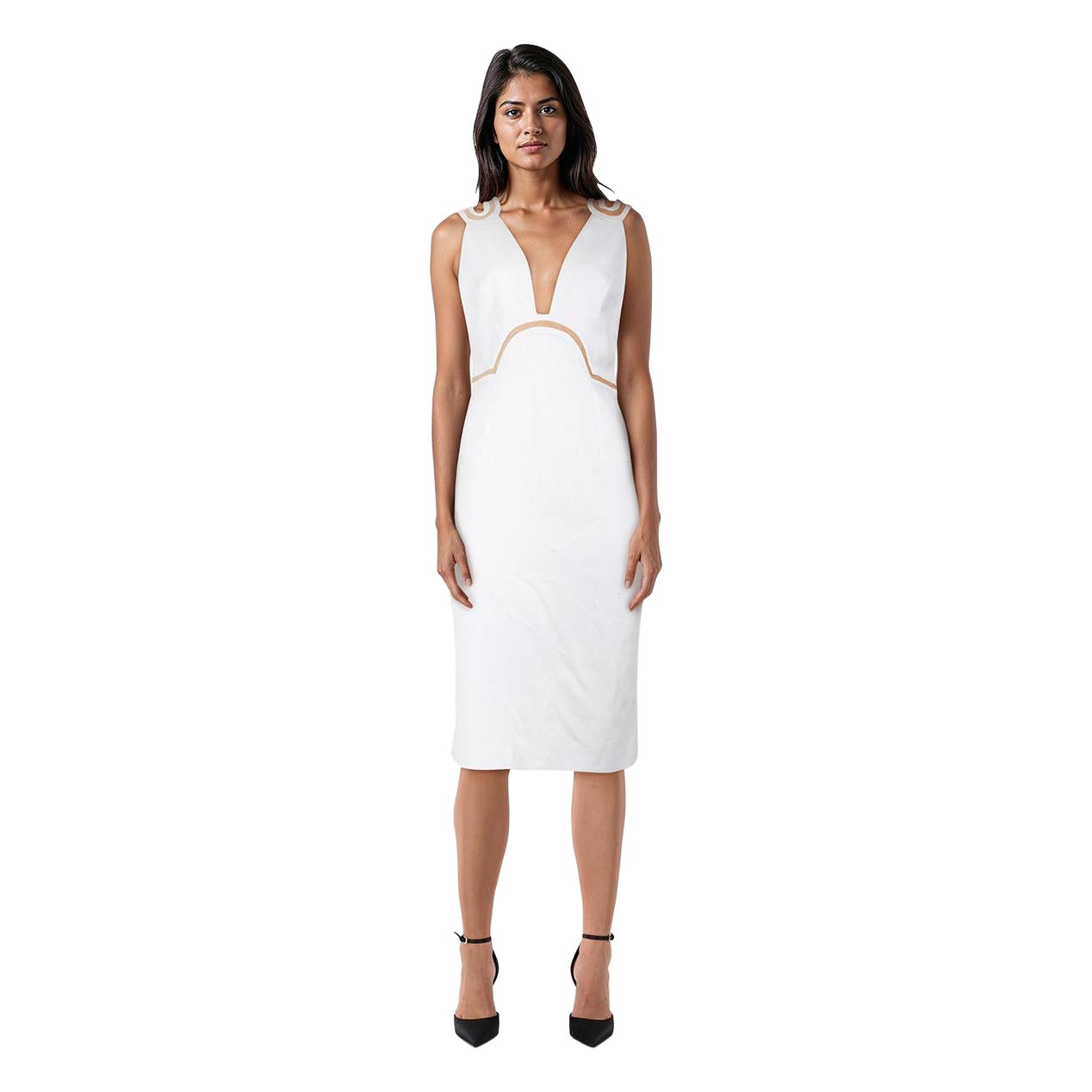 Robe fourreau midi blanche de Versace Taille XL en vente
