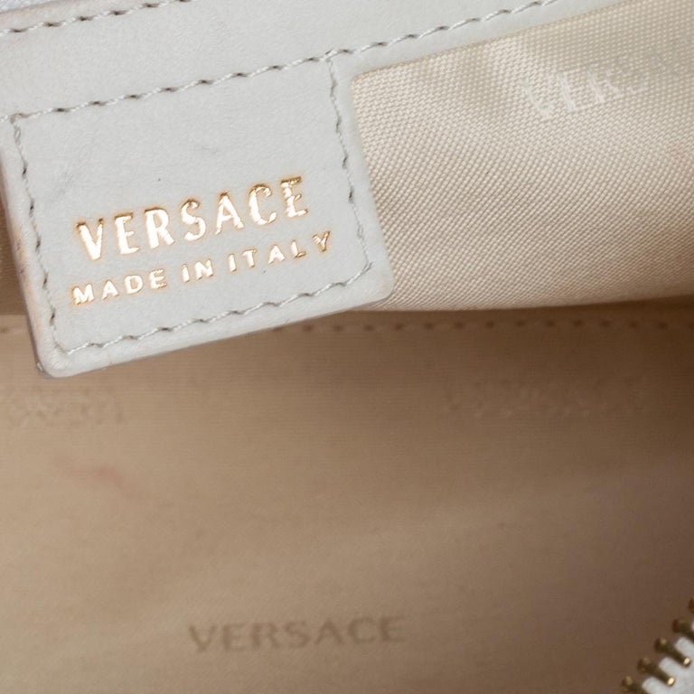Versace White Pleated Leather Studded Hobo at 1stDibs