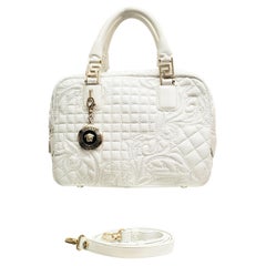 VERSACE WHITE QUILTED LEATHER BAG w/MEDUSA MEDALLION