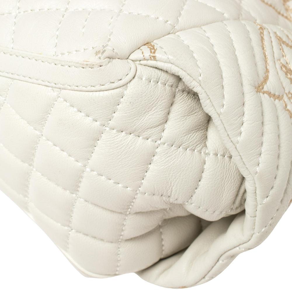 Versace White Quilted Leather Embroidered Barocco Shoulder Bag 6