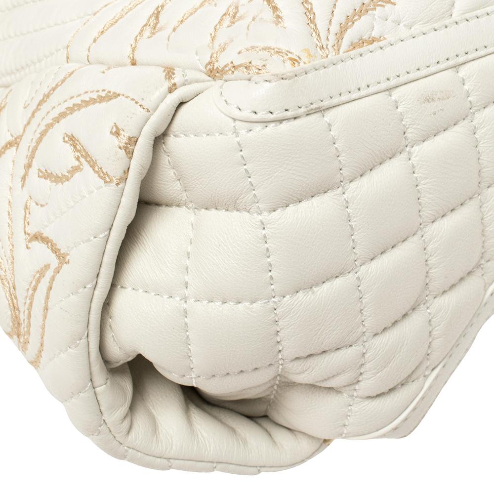 Versace White Quilted Leather Embroidered Barocco Shoulder Bag 4