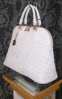 VERSACE WHITE QUILTED LEATHER HANDBAG/Shoulderbag