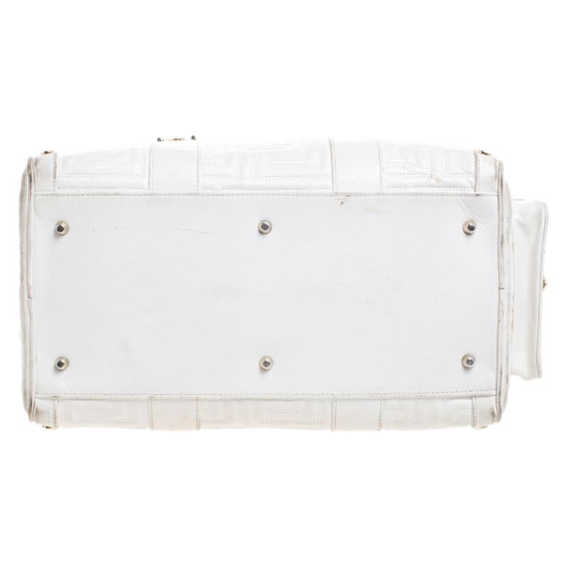 Women's Versace White Quilted Leather Snap Out Of It Satchel
