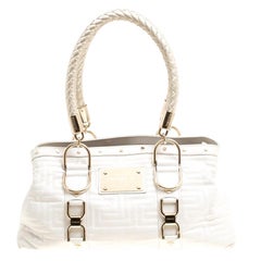 Versace White Quilted Leather Snap Out Of It Tote