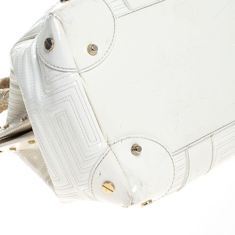 Versace White Quilted Patent Leather Snap Out Of It Satchel 6