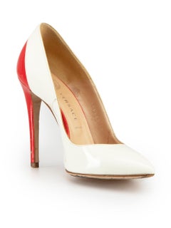 Versace White & Red Patent Pointed-Toe Pumps Size IT 36