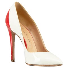 Versace White & Red Patent Pointed-Toe Pumps Size IT 36