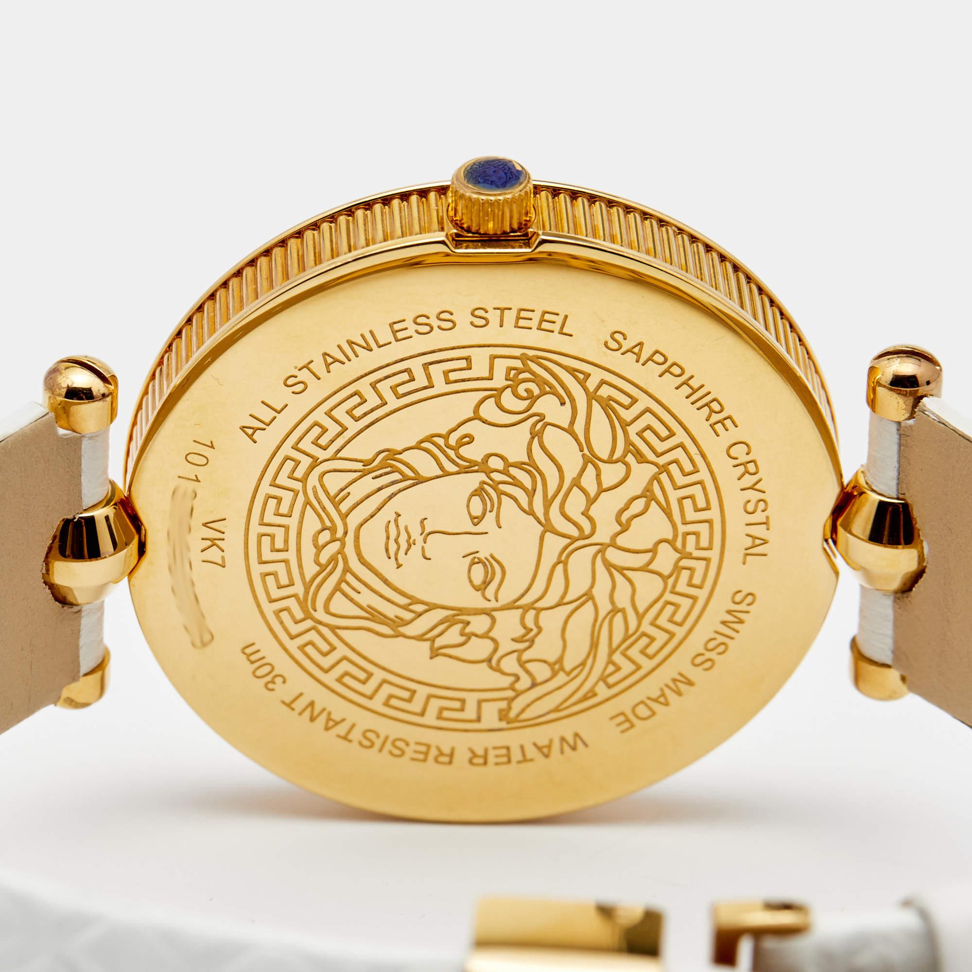 Versace White Rose Gold Plated Stainless Steel Vanitas VK7 Women's Wristwatch 40 In condizioni buone a Dubai, Al Qouz 2