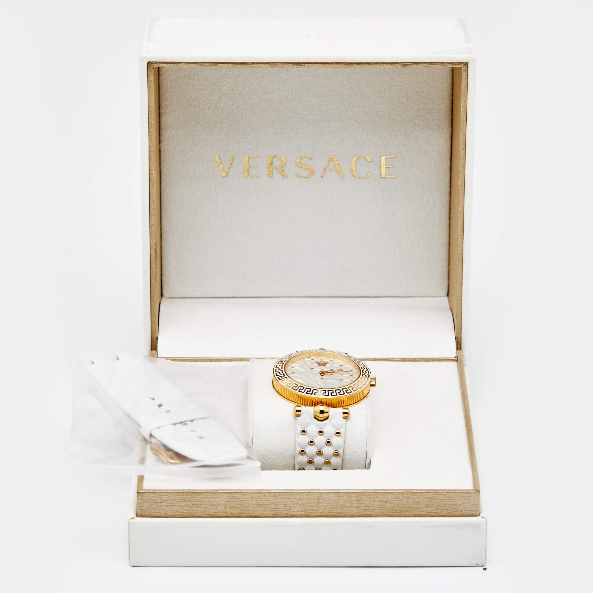Versace White Rose Gold Plated Stainless Steel Vanitas VK7 Women's Wristwatch 40 4