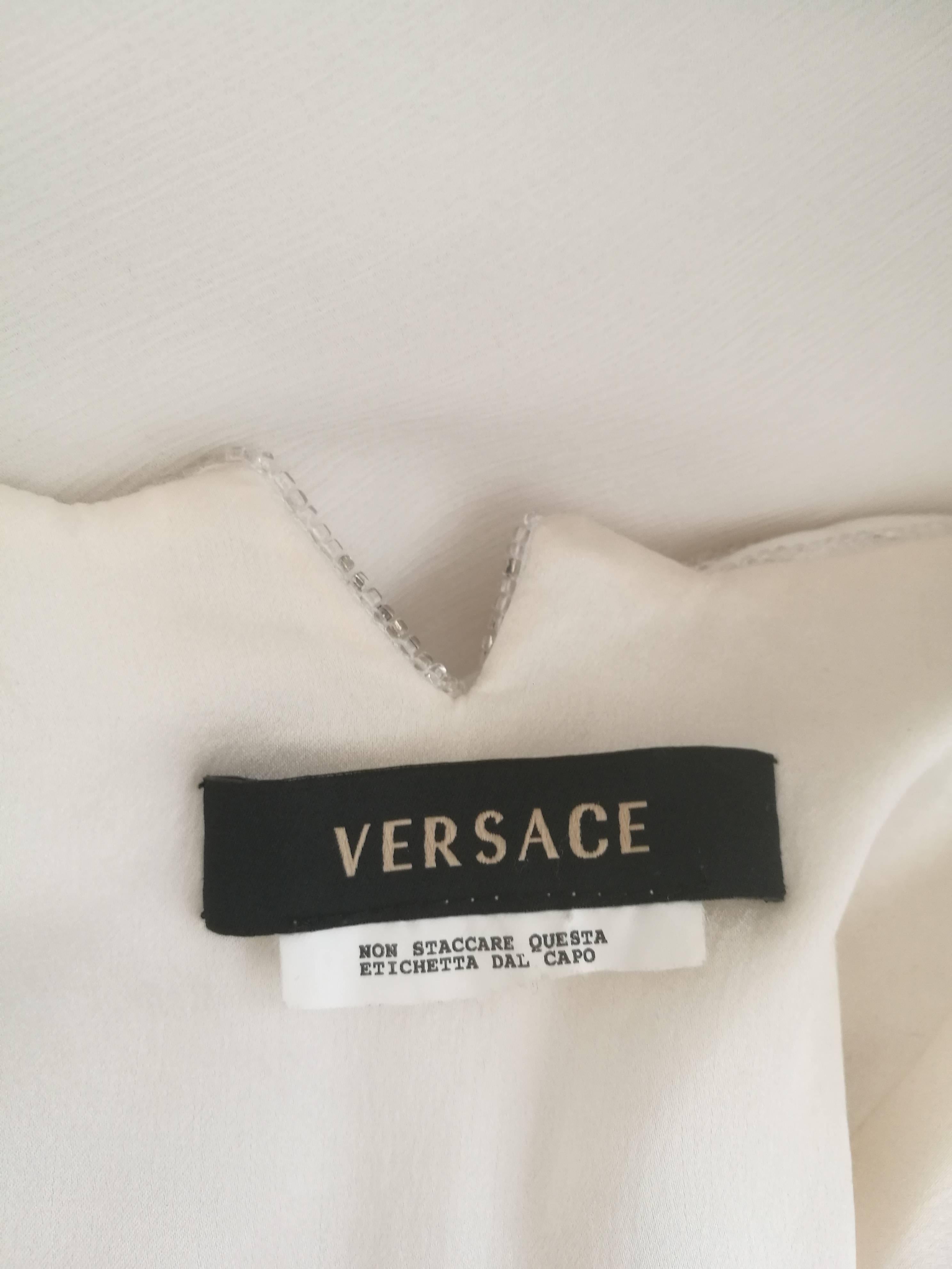 Versace White sequins and beads couture Bridal Dress For Sale 3