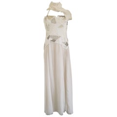 Versace Robe de mariée couture blanche à sequins et perles