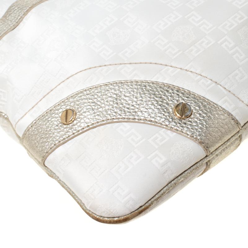 Versace White/Silver Signature Fabric and Leather Hobo 5
