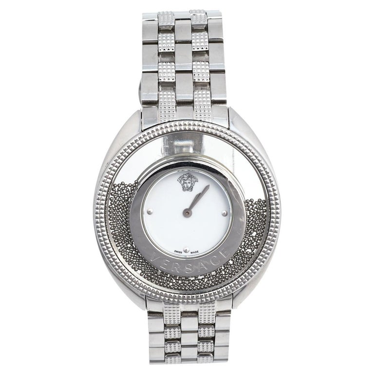Versace White Stainless Steel Destiny Spirit 86Q Women's Wristwatch 39 mm  For Sale at 1stDibs