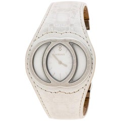 Versace Montre-bracelet Eclissi 74Q blanche en acier inoxydable pour femme, 39 mm
