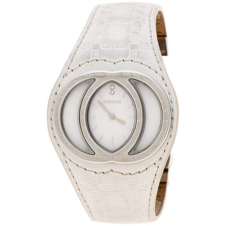Versace Montre-bracelet Eclissi 74Q blanche en acier inoxydable pour femme,  39 mm En vente sur 1stDibs | montre versus versace femme blanche