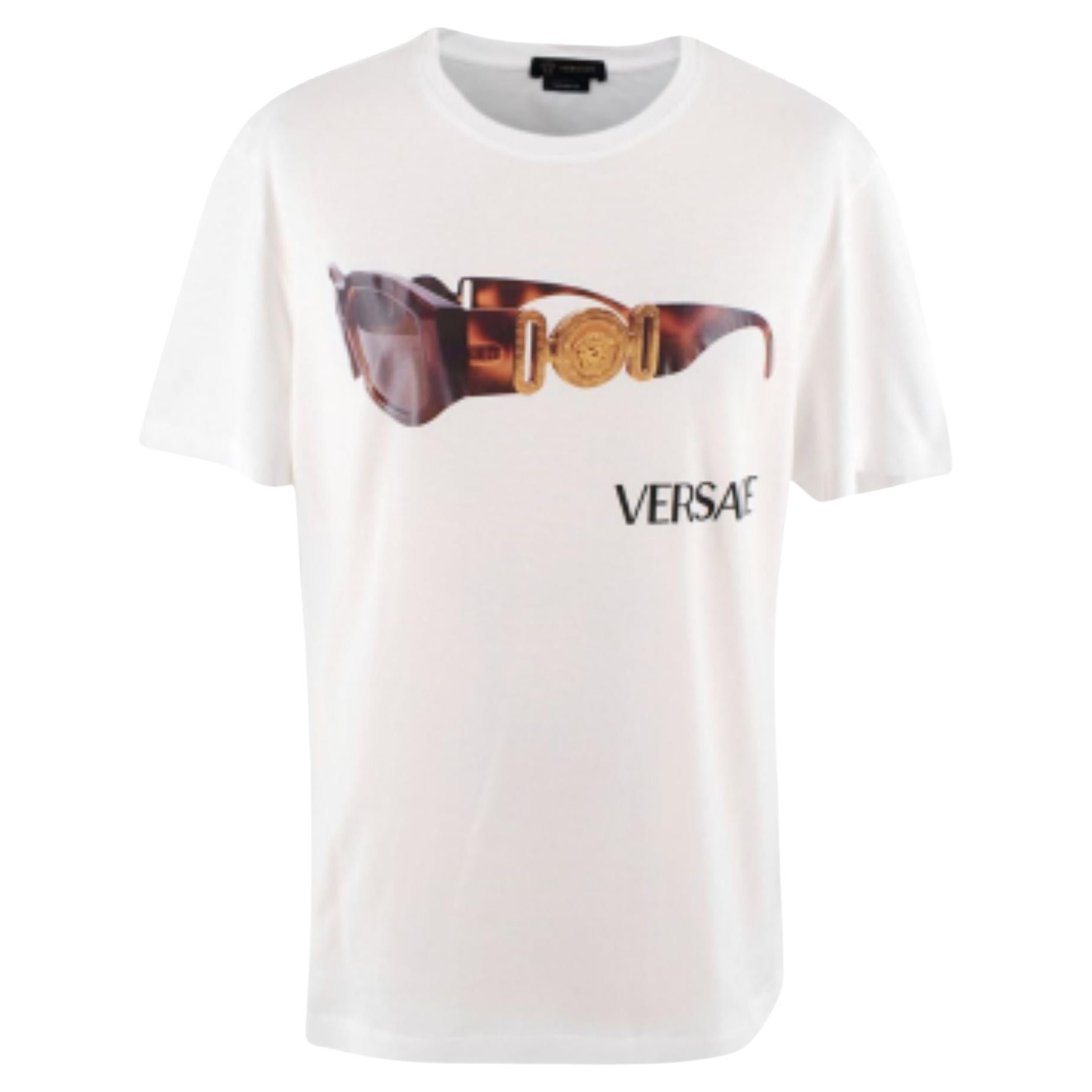 Versace White Sunglasses Print T-shirt For Sale