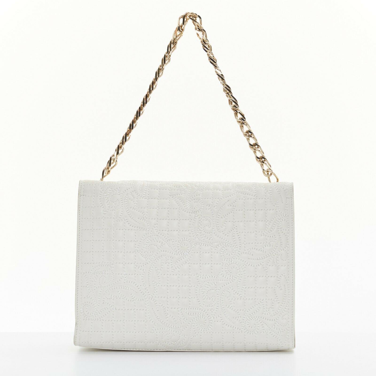 Grigio VERSACE borsa Vanitas Barocco bianca in pelle trapuntata Medusa con nappe e catena dorata