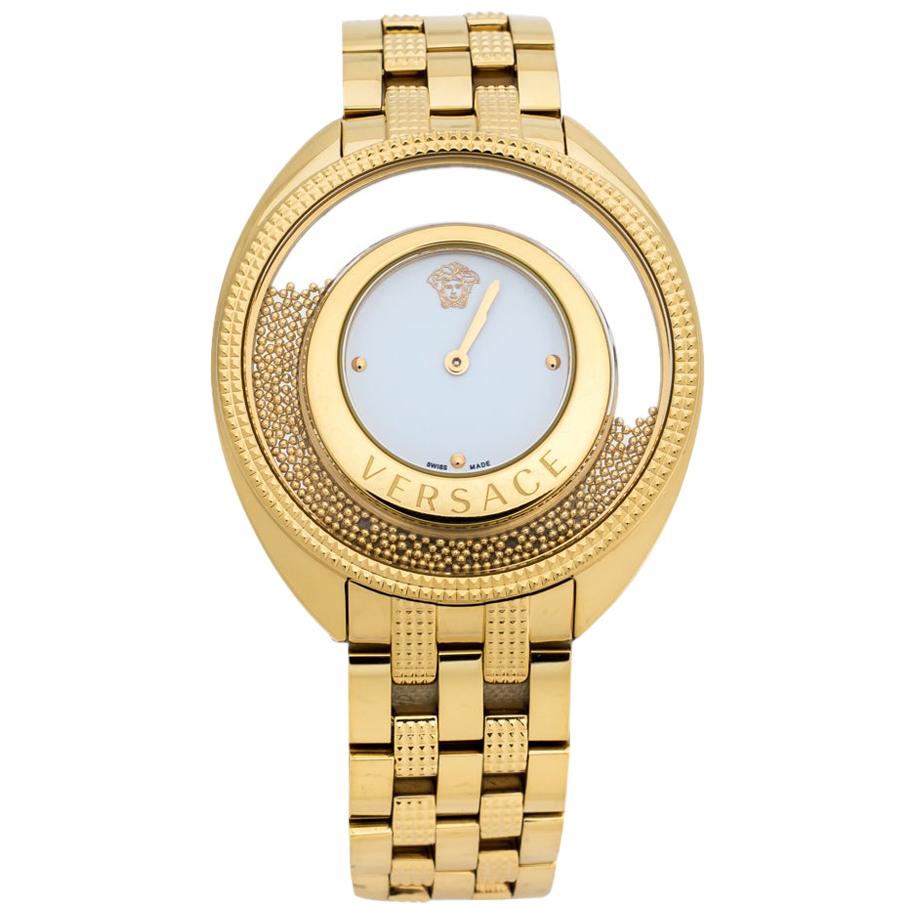 Versace White Yellow Gold Destiny Spirit 86Q Women's Wristwatch 39 mm