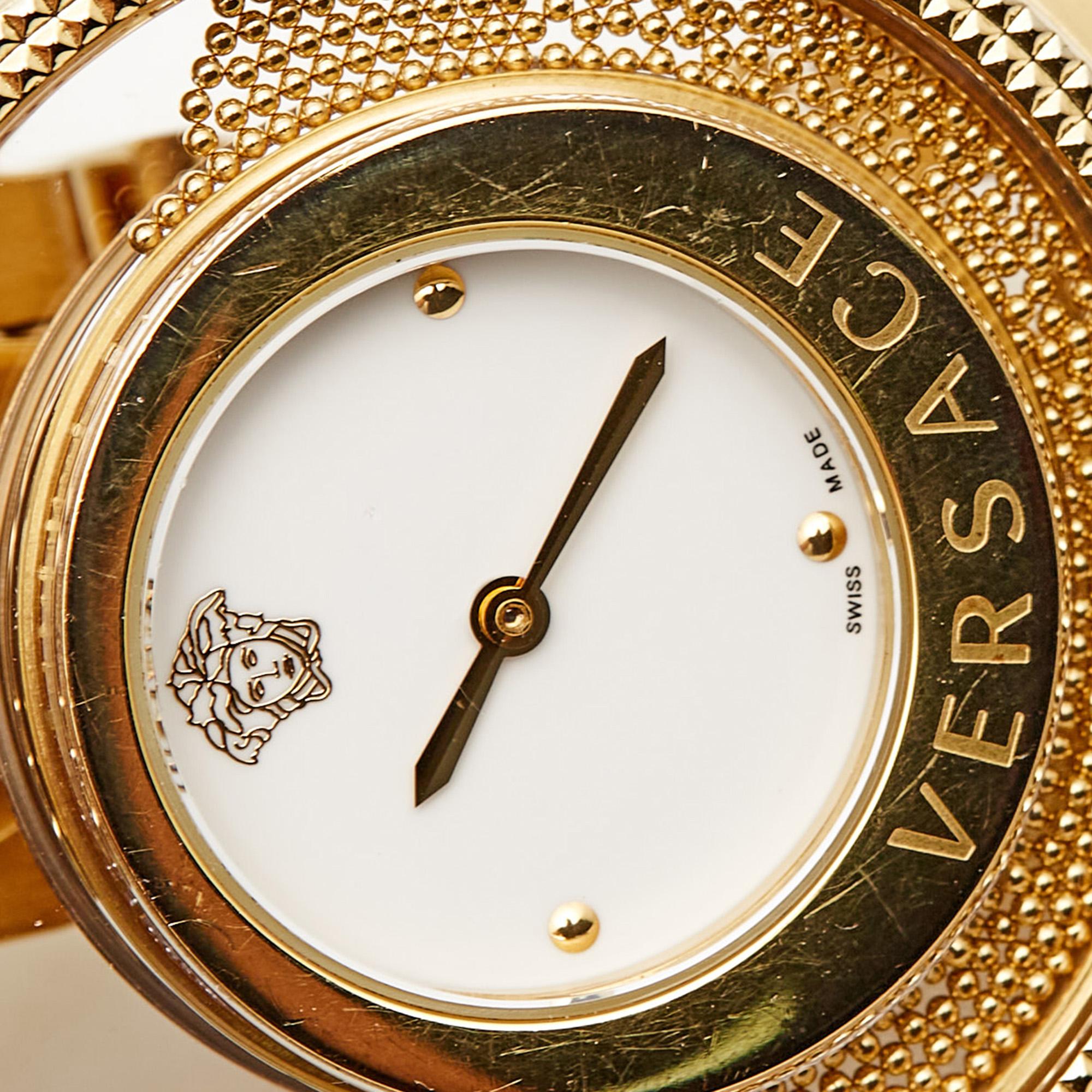 Versace White Yellow Gold Plated Spirit 86Q70D002S070 Women's Wristwatch 39 mm For Sale 1