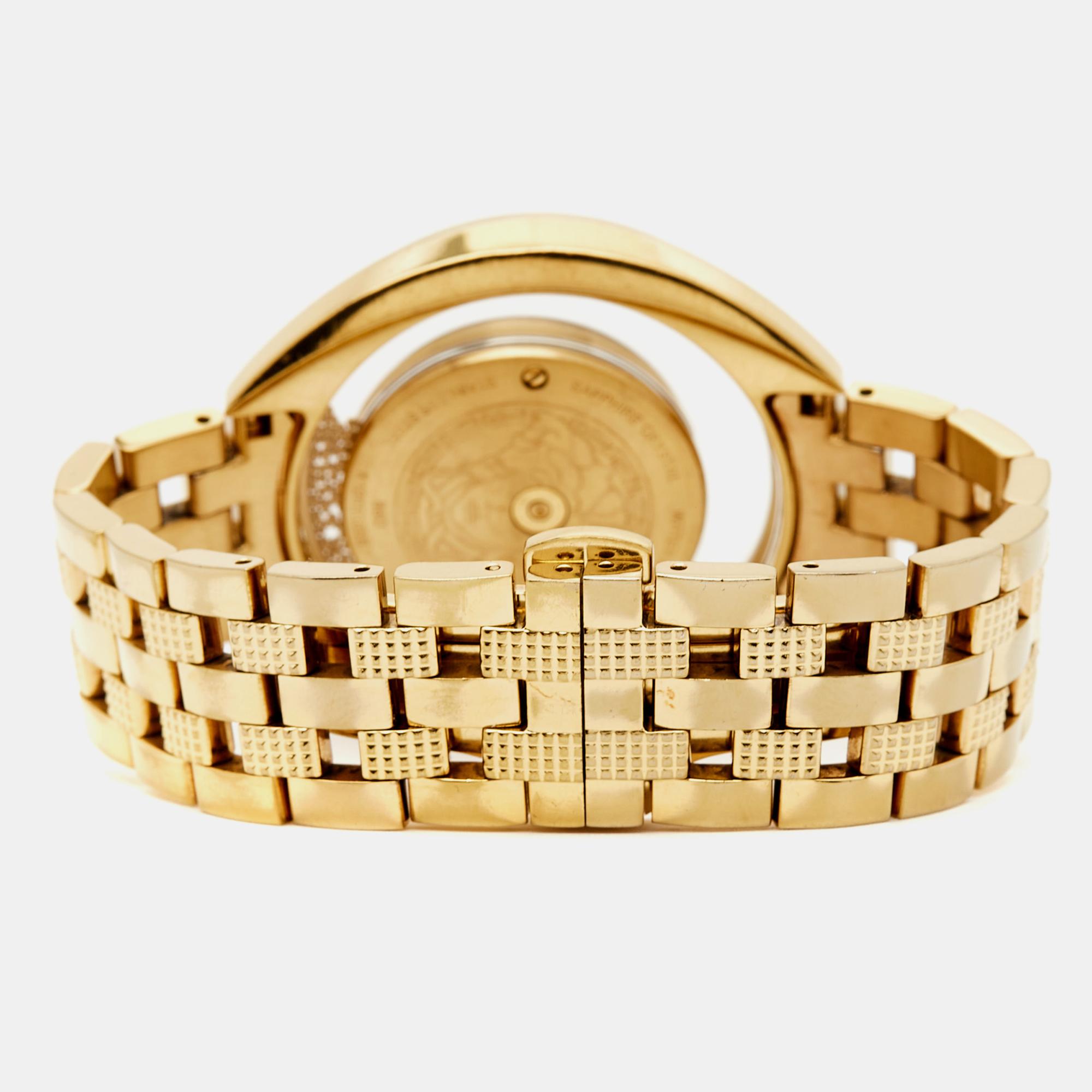 Versace White Yellow Gold Plated Spirit 86Q70D002S070 Women's Wristwatch 39 mm For Sale 2