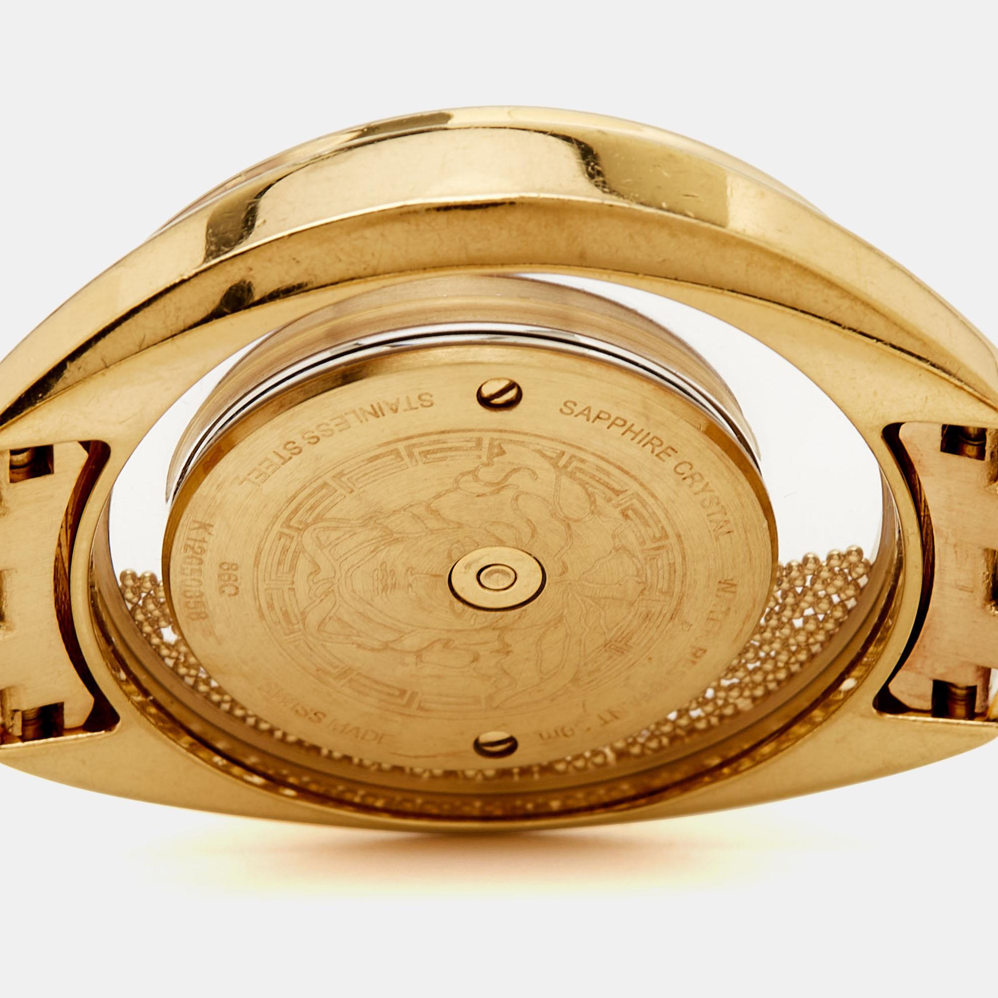 Versace White Yellow Gold Plated Spirit 86Q70D002S070 Women's Wristwatch 39 mm For Sale 6