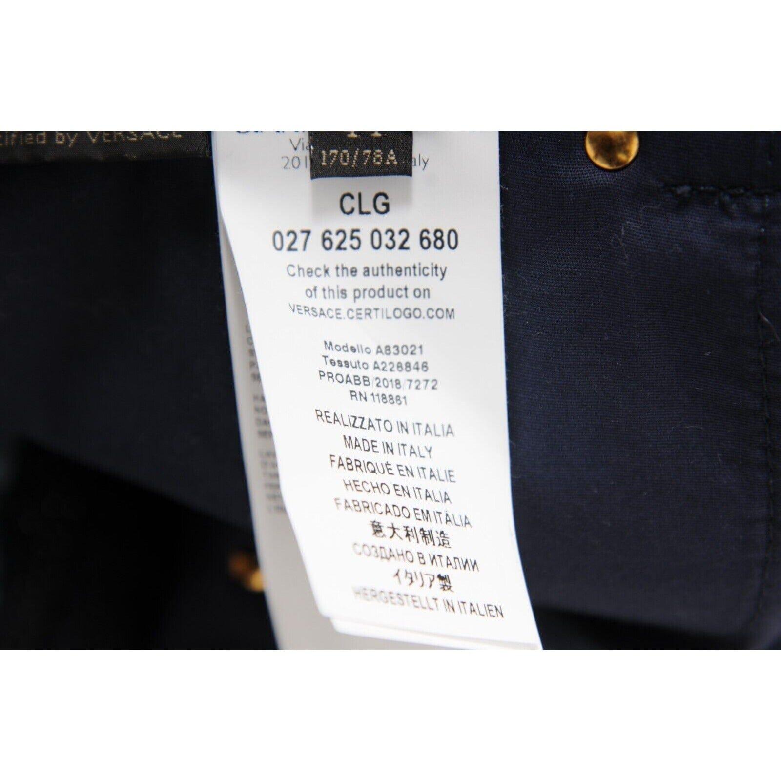 Versace Women Mini Jean Logo Skirt Size 44 Blue White Stretch Denim Medusa Head en venta 5