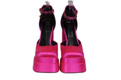 Versace Womens Aevitas Platform Sandals Size US 9 EU 39 Pink Satin Fusha