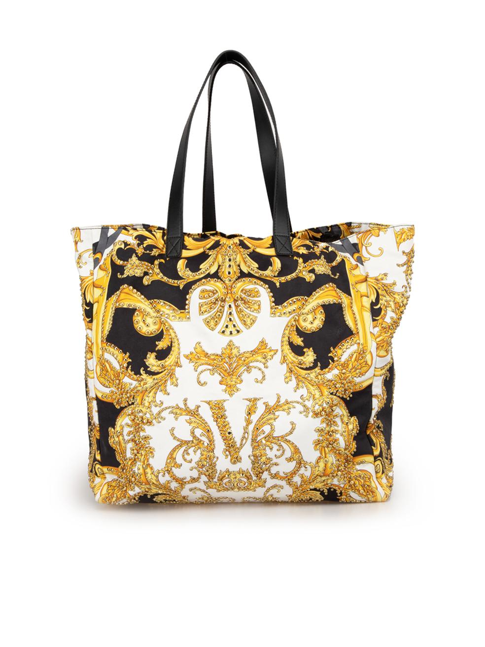 Versace Women's Barocco Printed Studded Large Tote Bag In Good Condition In London, GB