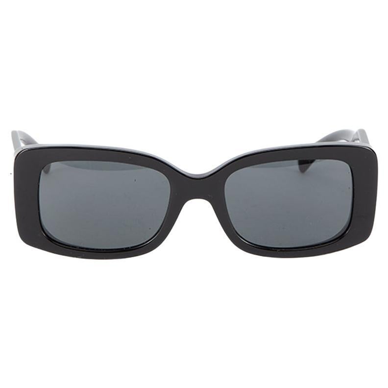 Versace Women's Black Rectangular Framed Sunglasses For Sale at 1stDibs
