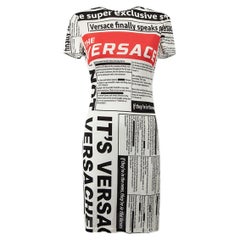 Versace Women's Black & White Newspaper Print Mini Dress