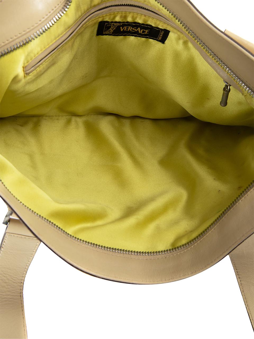 Versace Women's Cream Leather Panelled Shoulder Bag 2