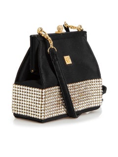 Versace Women's Gianni Versace Couture Black Satin Embellished Crossbody Bag