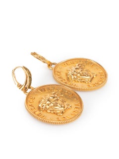 Pendientes Caída Moneda Tributo Medusa Oro Versace Mujer