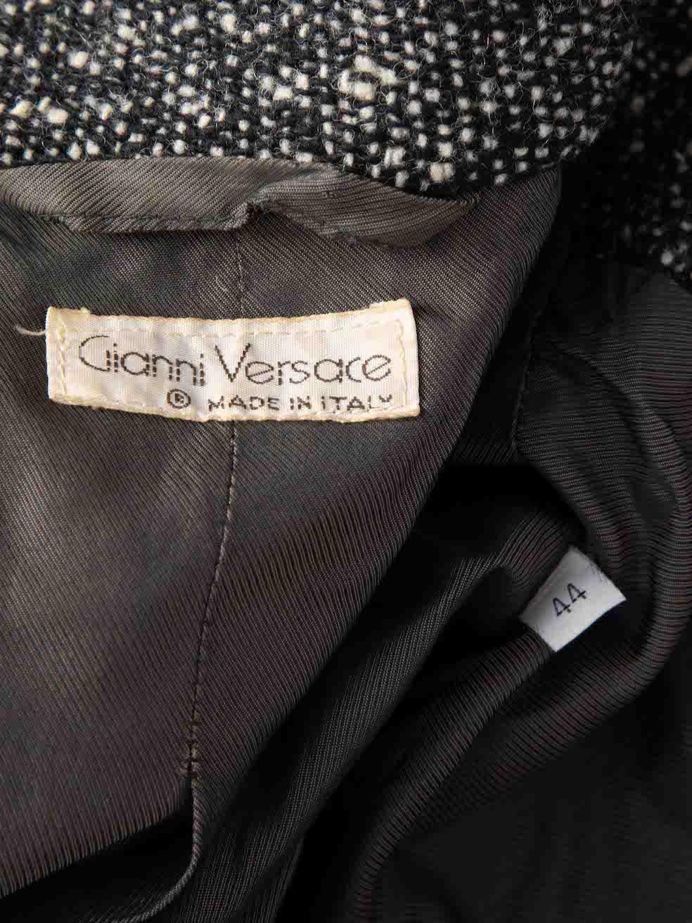 Versace Women's Grey Wool Chevron Striped Sleeves Long Coat 3