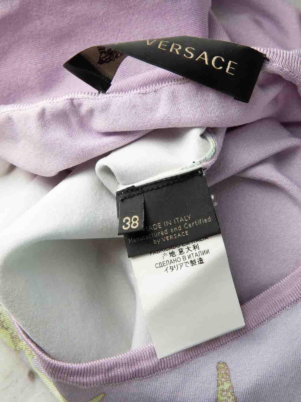 Versace Women's Lilac Shell Print Stretchy T-Shirt 1