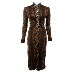 Versace - Robe chemise longue pour femme avec boutons imprimé serpent
