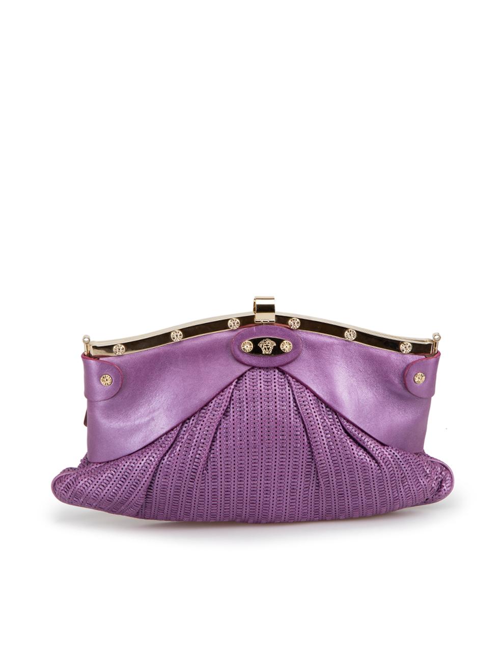 Versace Women's Purple Weave Mirror Frame Chain Bag In Good Condition In London, GB