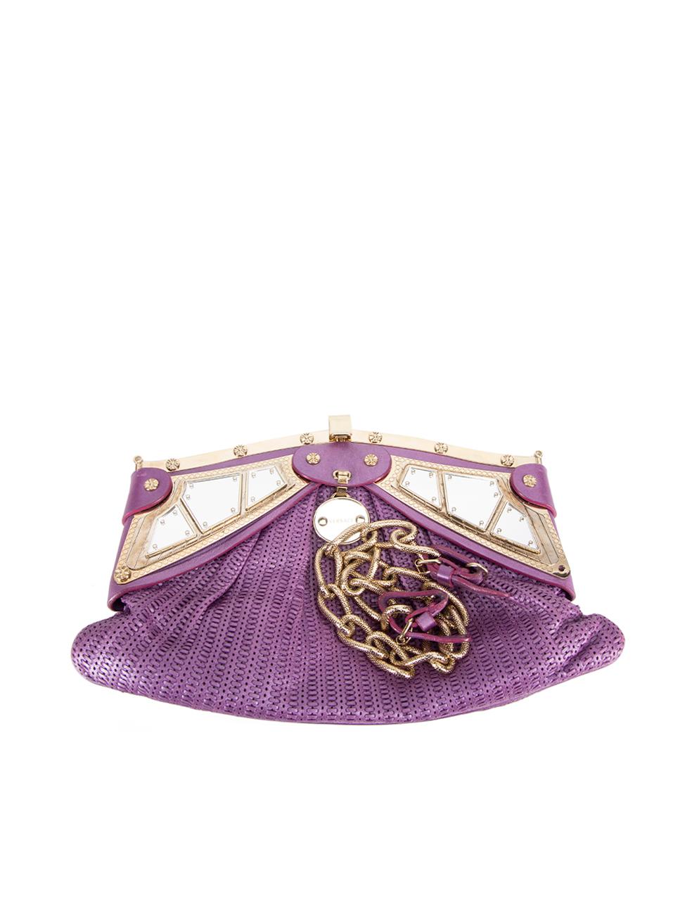 Versace Women's Purple Weave Mirror Frame Chain Bag 2