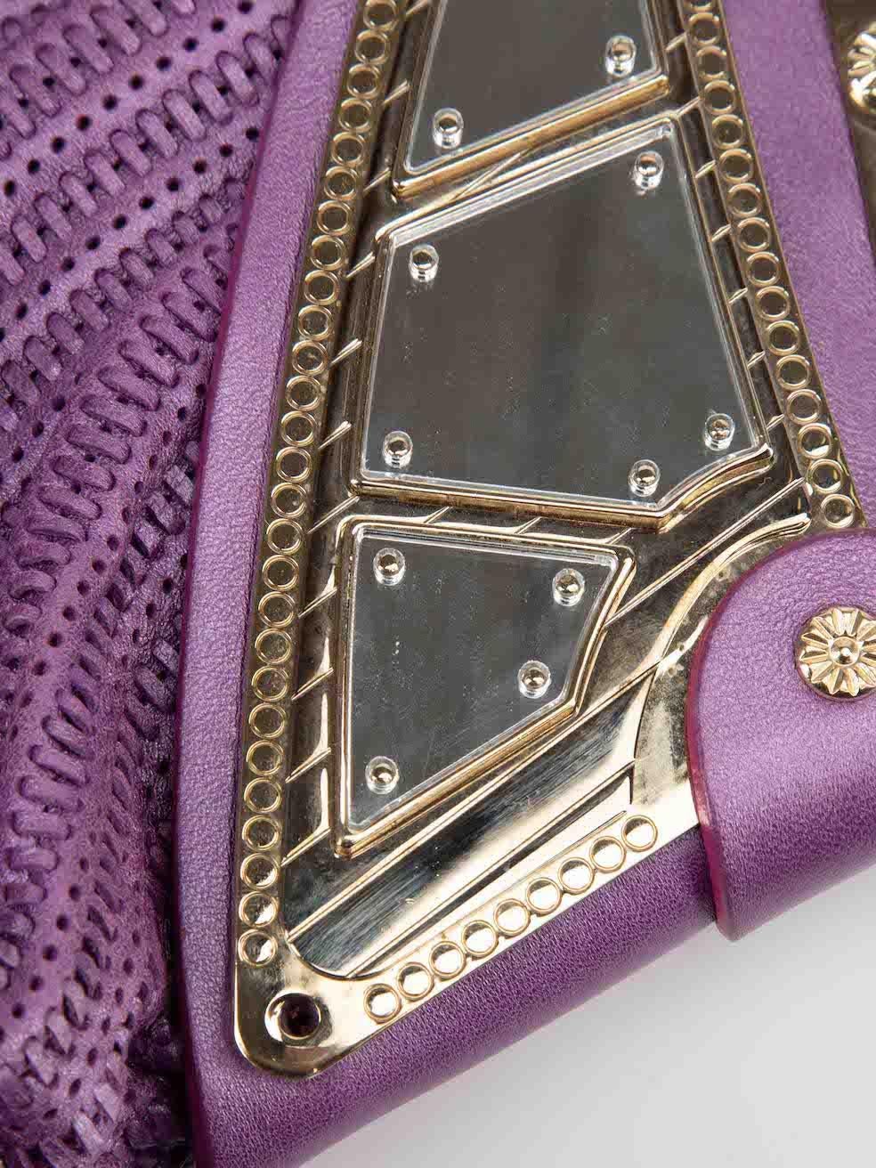 Versace Women's Purple Weave Mirror Frame Chain Bag 4