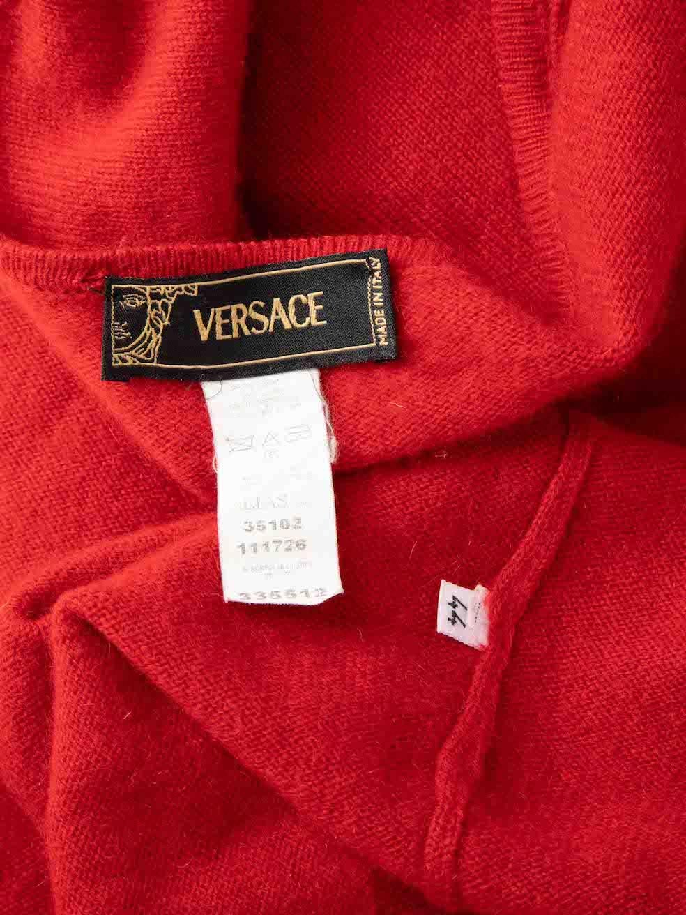 Versace Women's Red Cashmere Button Up Cardigan 3