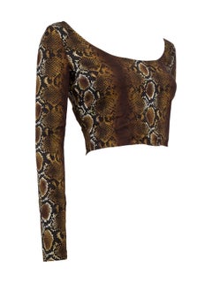 Versace Damen Schlangendruck Langarm Crop Top