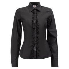 Versace Damen Versace Jeans Couture Bluse mit schwarzen Rüschendetails