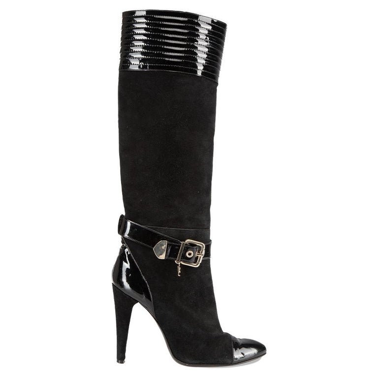 Versace Women's Versace Jeans Couture Black Suede Buckle Detail Knee