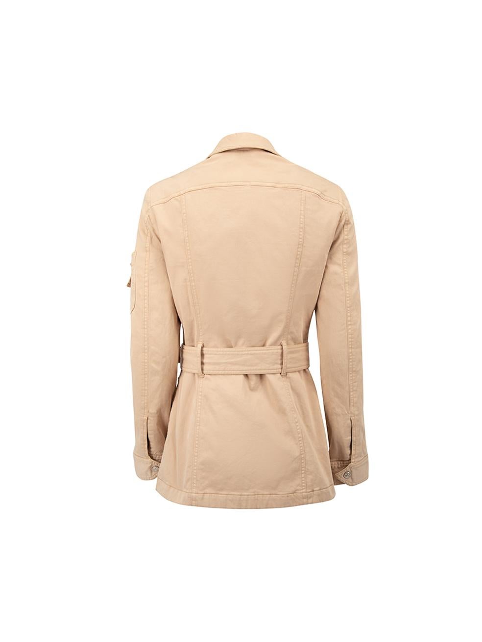 Versace Women's Versace Jeans Signature Vintage Beige Belted Utility Jacket In Good Condition In London, GB