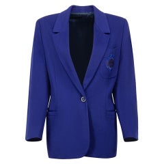 Versace Women's Versus Versace Electric Blue Wool Single Breasted Blazer